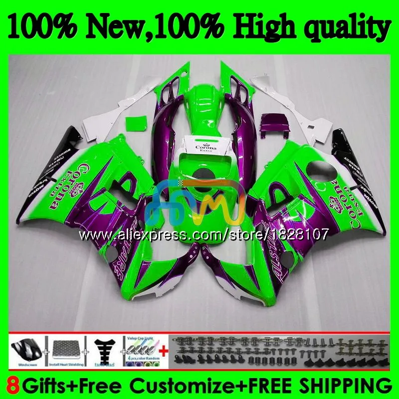 600CC обтекатель для HONDA CBR600F3 CBR 600 зеленый CORONA FS 600F3 600FS 3BS. 186 CBR600 F3 91 92 93 94 1991 1992 1993 1994 комплект+ майка