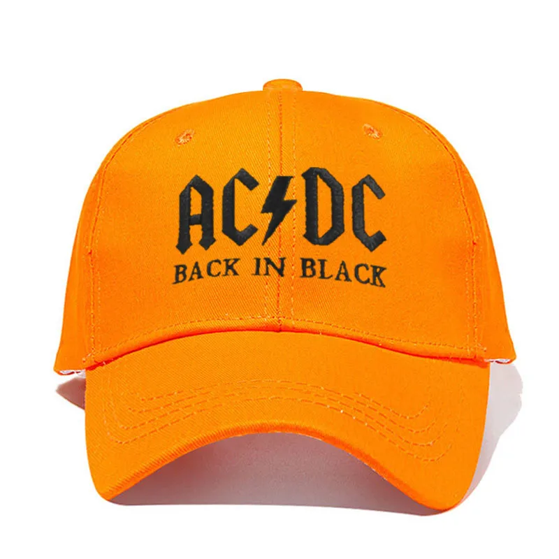Новинка, бейсболка с полосами AC/DC, кепка в стиле рок, хип-хоп, Мужская бейсболка acdc, Кепка с вышитыми буквами, Повседневная шляпа для диджея, рок, папы, Прямая поставка - Цвет: Orange