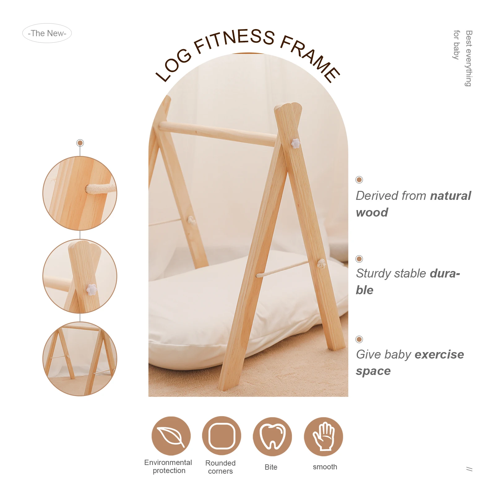 Baby Natural Wooden Gym Play Toys Teether Clouds Wooden Rodent Stroller Chain Hanging Baby Toy Mobile Bed Holder Gift 2