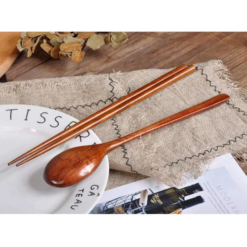 Teak Wooden Spoons and Chopsticks Set Non-Stick Spoons Soup-Teaspoon Kitchen Cooking Utensil Tools Promotion cutlery set,wooden cutlery set,wooden cooking spoons