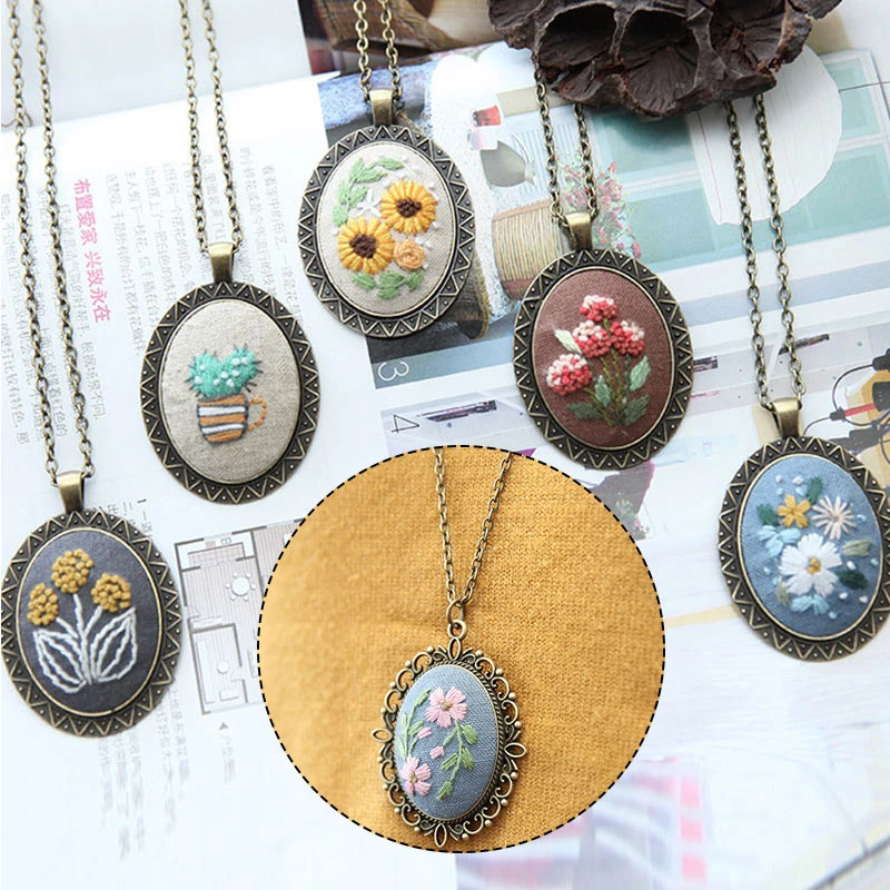 Embroidery Craft Kit Cross Stitch Package Necklace Pendant DIY Needlework Craft 