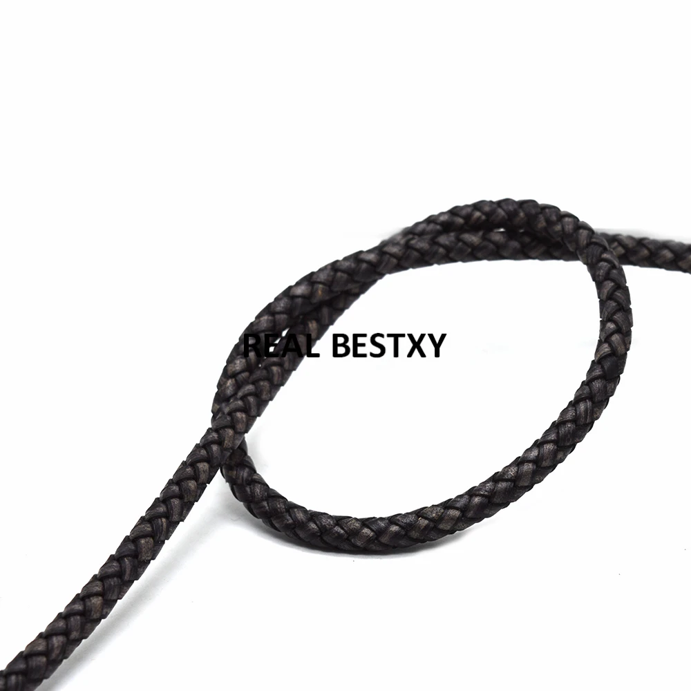 antique brown black Настоящее BESTXY 1 м/лот 1 метр круглый плетеный коричневый браслет кожаный шнур нить 6 мм для DIY мужчин женщин браслет и ожерелье - Цвет: antique brown black
