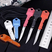 Porte-clés anneau Mini clé couteau Multi fruits lame porte-clés pli poche boîte paquet Camp éplucheur extérieur lettre ouvert Peeling survivre