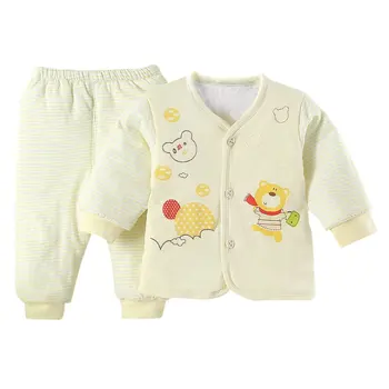 

Newborn Baby Clothing Sets Autumn Winter Comfortable Warm Cotton Padded Inside Clothes Pants Suit For 0-12 Months Infant Toddler