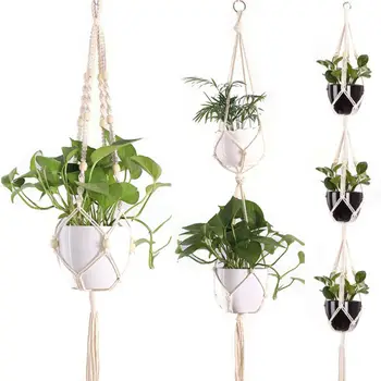 

1pc Handmade Rope Garden Plant Hanger Macrame Hanging Planter Basket Rope Flower Pot Holder Decor