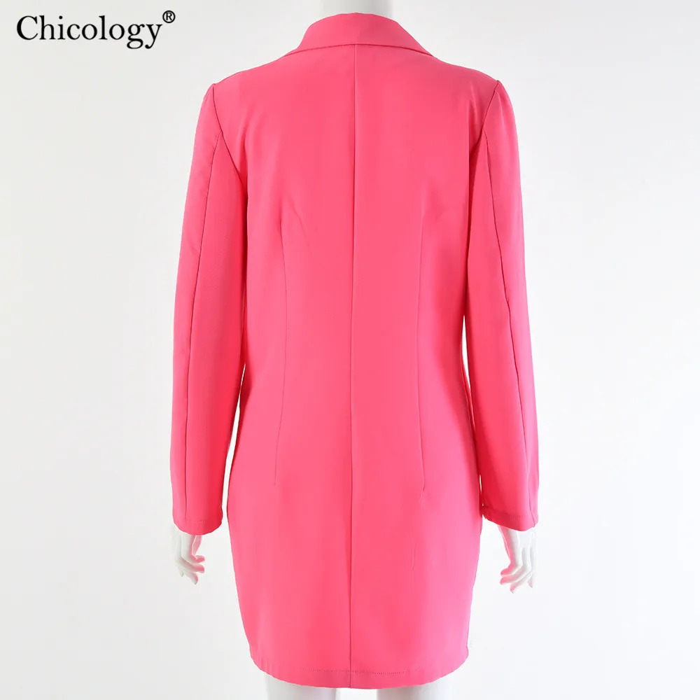 Chicology double breasted elegant office lady blazer dress long sleeve American jacket suit summer autumn women clothing