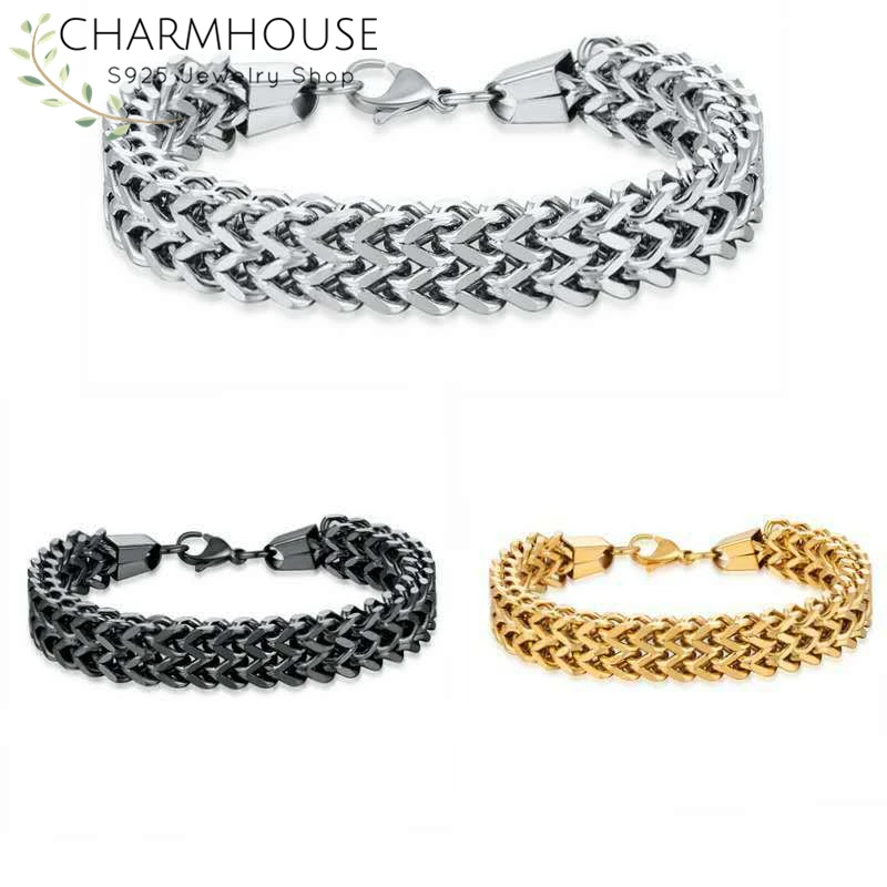 Charmhouse 316L браслеты из нержавеющей стали для мужчин серебро/черный/золотой цвет ткач браслет Pulseira Ювелирные изделия Подарки