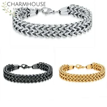 Charmhouse 316L браслеты из нержавеющей стали для мужчин серебро/черный/золотой цвет ткач браслет Pulseira Ювелирные изделия Подарки