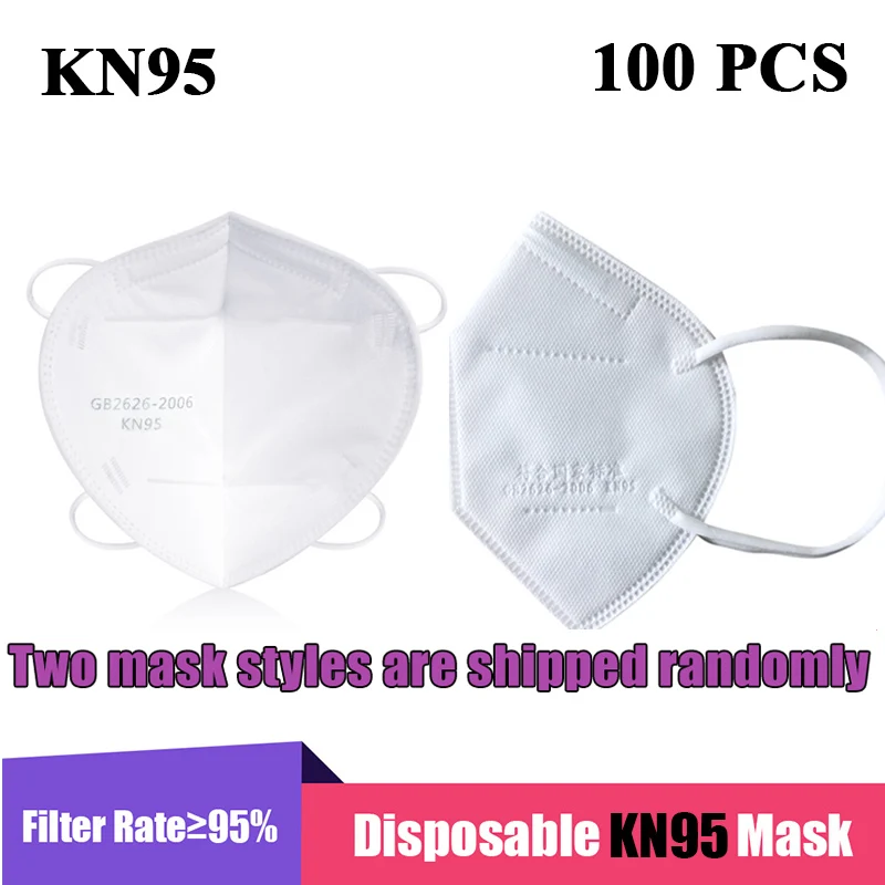 

100 Pcs KN95 Face Mask Mascarillas mask Anti PM2.5 Particle Mask Protection Dustproof Mouth Mask Fast Shipping