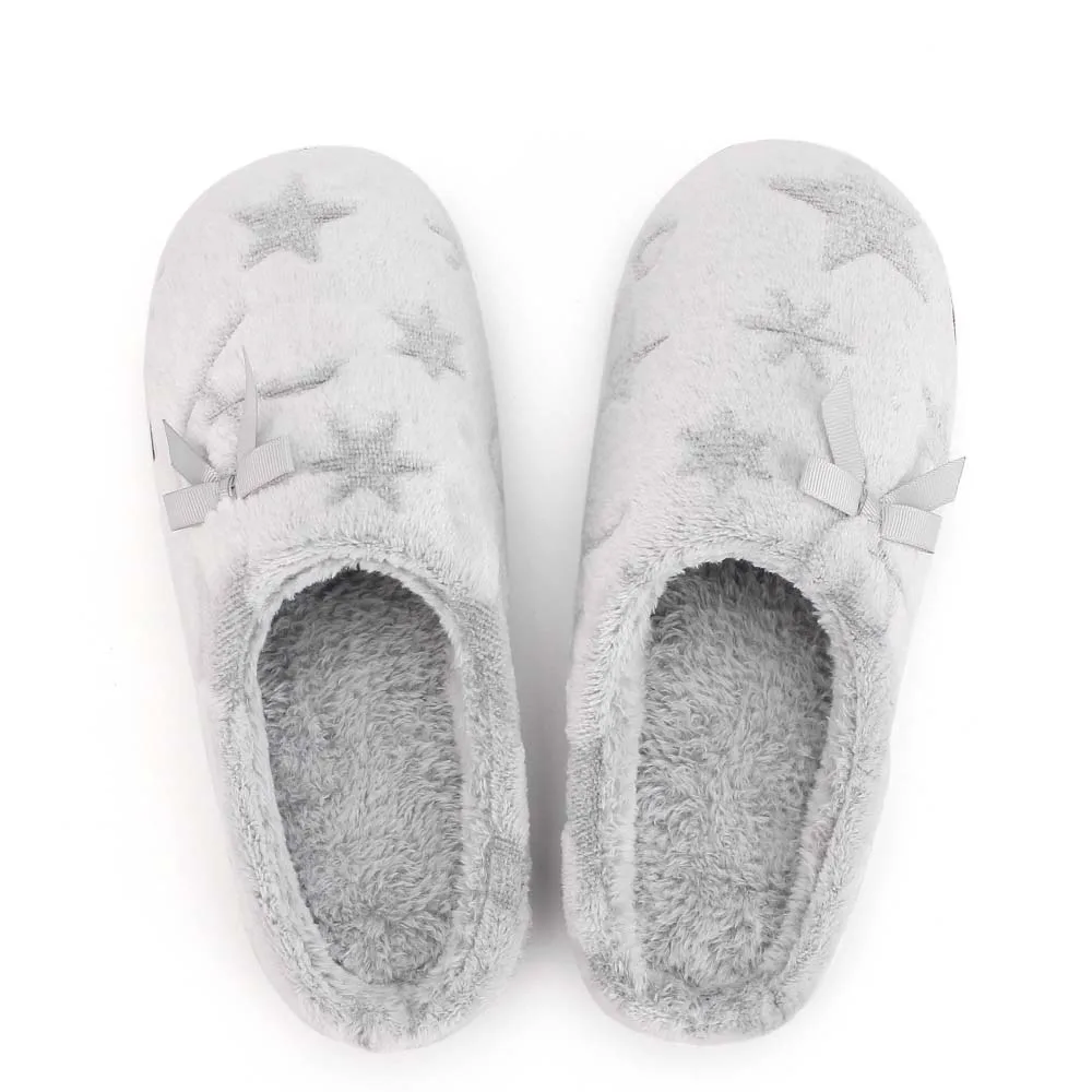 WFL/Женская обувь удобные фланелевые зимние домашние тапочки с рисунком звезды на нескользящей подошве теплые мягкие Меховые тапочки с эффектом памяти