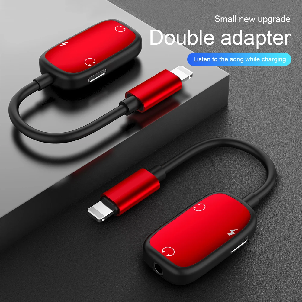 

3 in 1 Audio Adapter charging Earphone Cable For iPhone XS X 7 8 plus Aux Jack headset For 8 Pin 3.5 mm To Headphone splitter