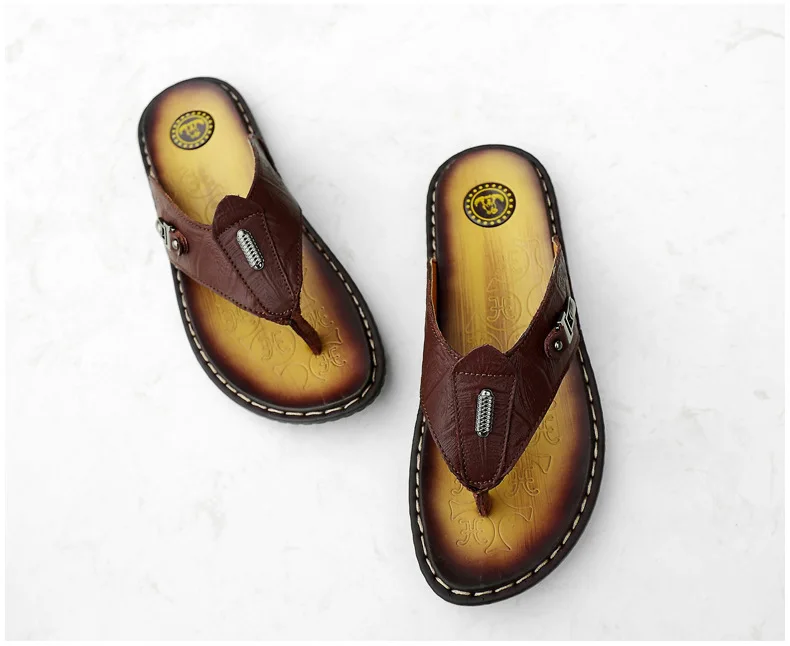 New Style MEN'S Flip-flops Summer Sandals Anti-slip Slippers Trend Korean-style Genuine Leather Sandals Men's
