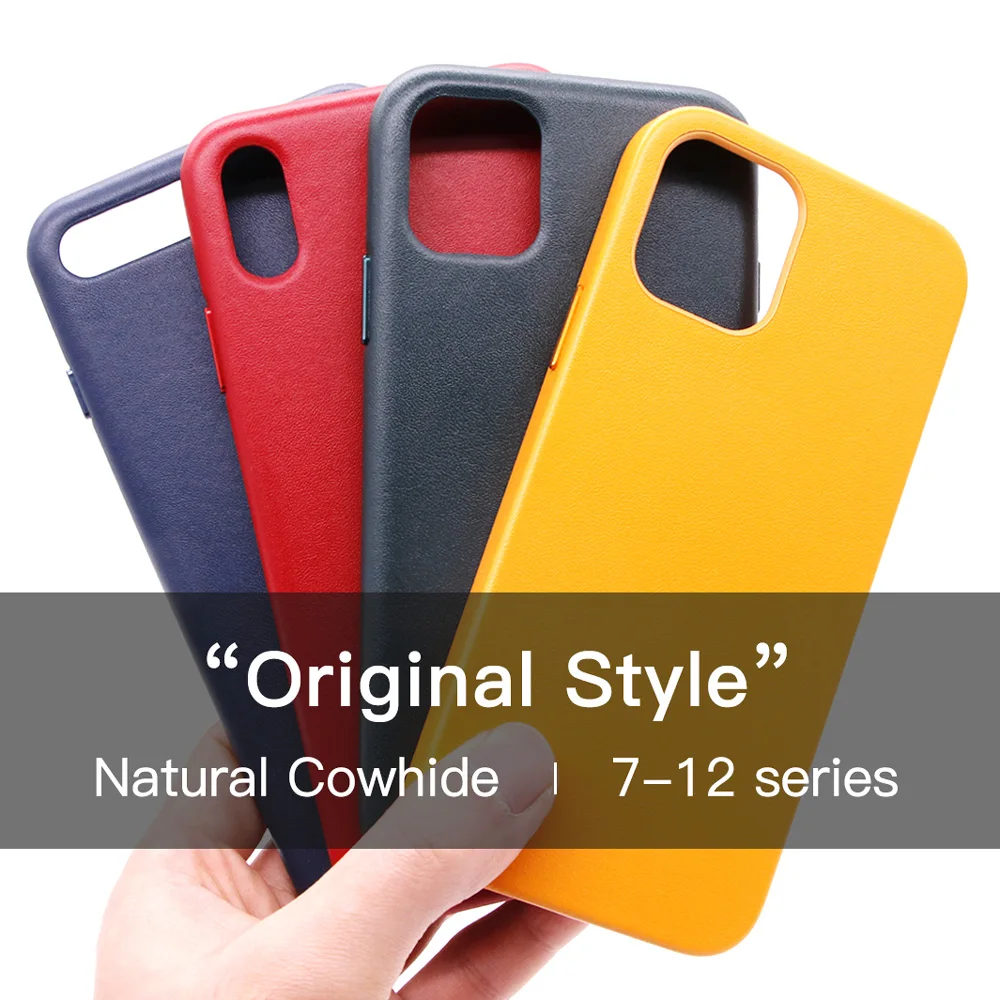 Genuine Leather Case for iPhone 12 Pro Max 11 Xs Max mini 7 8 Plus X Xr Official Style Original Luxury Cow Magnet Phone Cases