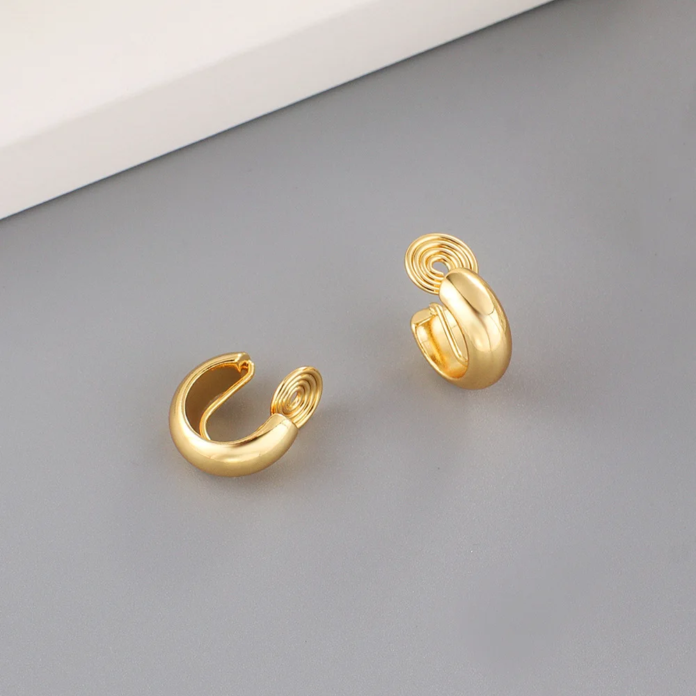 ear clip earrings clip earrings ear clip hoop earrings ear accessories 18K Gold Color Mosquito Coil Clip on Hoop Earrings C Shape Copper C Shape Cuff Earrings Ear Clip For GRACE JUN