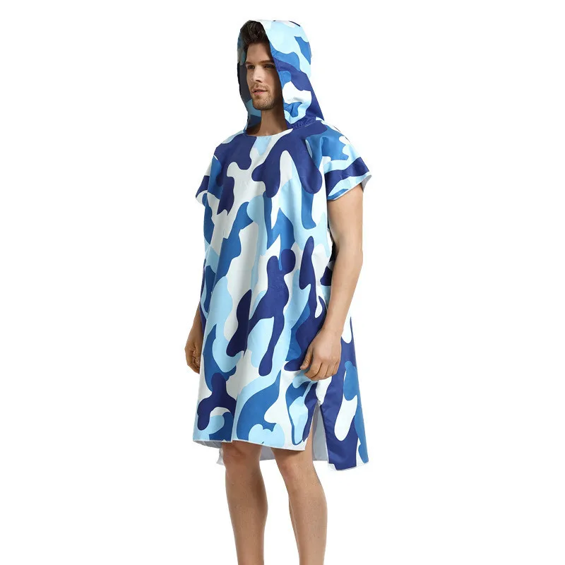 Океан Камуфляж Открытый с капюшоном пляжное полотенце печать изменение халат спортивное полотенце мода пончо синий для женщин и мужчин халат полотенце s