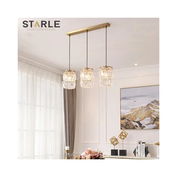 

Light Luxury Full Copper Crystal Chandelier Modern Minimalist Bedroom Restaurant Creative Nordic Personality Bar Single Headlamp
