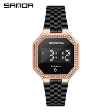 

SANDA Women Watches Luxury LED Waterproof Fashion Steel Diamond Dial Girls Gift Ladies Digital Wrist Watches Reloj Femenino