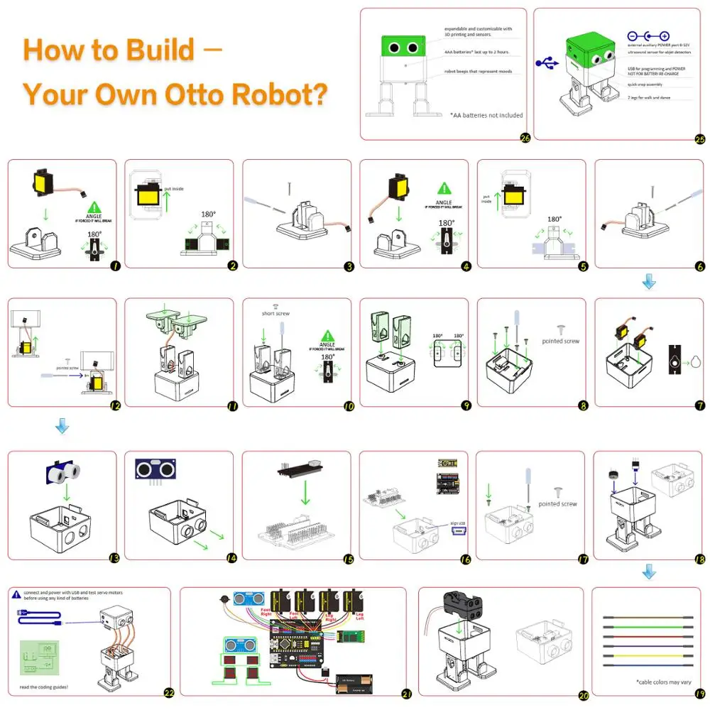 Стартовый набор Keyestudio для робота Arduino OTTO DIY (детали принтера без