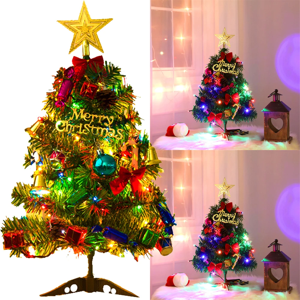 Рождественские украшения для дома искусственные елки Настольный украшения Декор небольшой мини Рождественская елка с светодиодный свет
