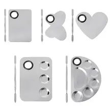 Нержавеющая сталь палитра краски лоток смешивания стержня шпатель набор для ногтевого искусства питания акварельные масляные краски ing макияж палитра