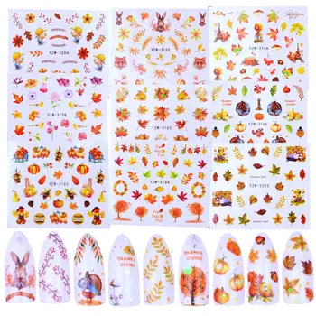 

1 Sheet Fall Yellow Gold Sticker for Nails Maple Leaf Slider Decals Water Tattoo Nail Art Autumn Polish Manicure Wraps