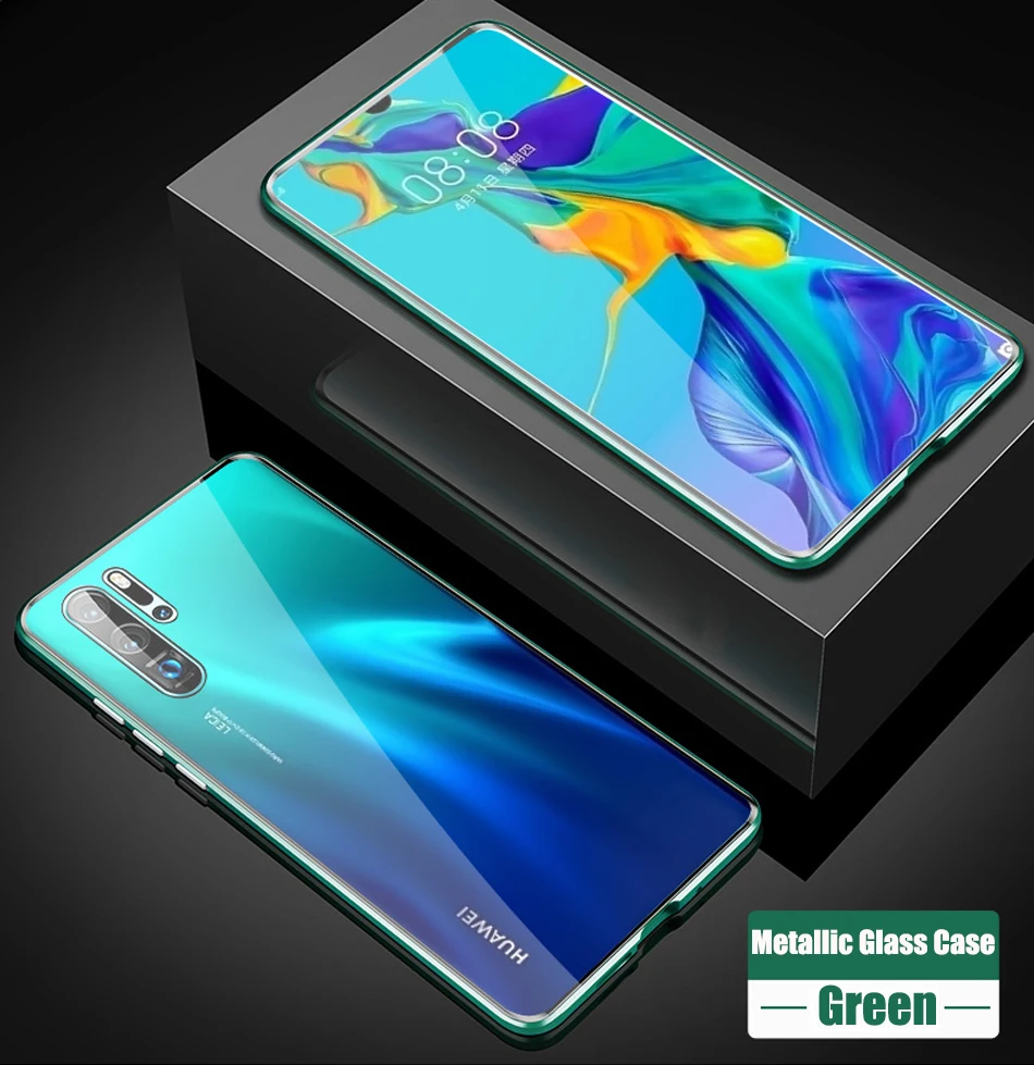 Магнитный абсорбционный металлический флип-кейс для huawei P20 P20Pro P20Lite, двухсторонняя, для стекла для huawei P20 Pro