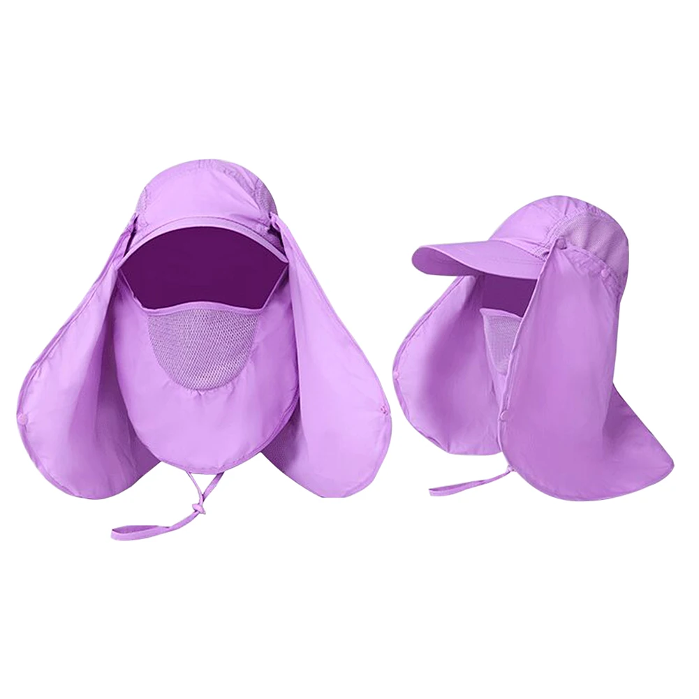 Purple Шляпа с широкими полями, на молнии, со съемной сеткой, маска для лица, ветрозащитная, защита от солнца, для пеших прогулок, велоспорта, рыбалки, альпинизма, аксессуары - Цвет: Purple
