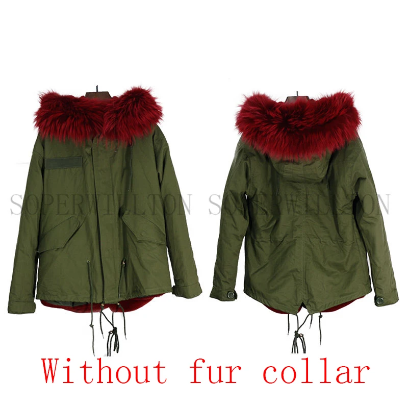 Without Fur Wine Red Качественная плотная теплая Новинка, зимняя куртка, женские парки, пальто, большая женская куртка на меху, пальто с воротником и капюшоном, модный топ - Цвет: Without Fur Wine Red