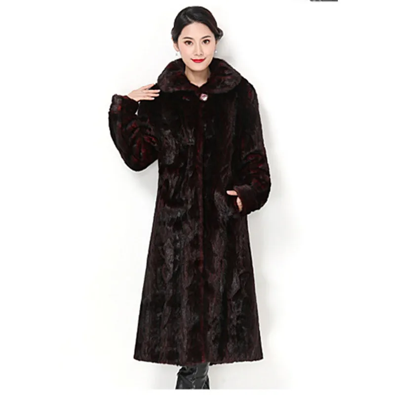 Модное пальто из искусственного меха для мамы черная винно красная 5XL плюс размер