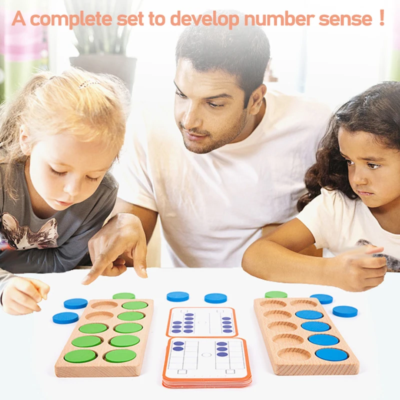 Wooden Ten-Frame Math Toys Preschool Math Manipulative Number Sense Counters Kids Montessori Activity Toys Early Education Games 2