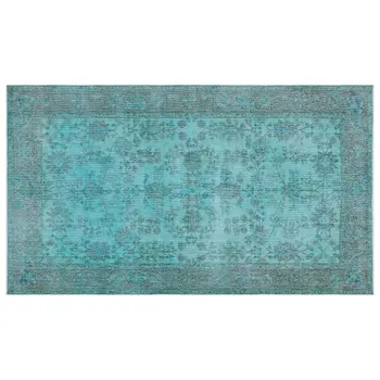 

Handmade Turquoise Vintage Overdyed Turkish Area Rug 154x265 Cm-5'1''X8'8''