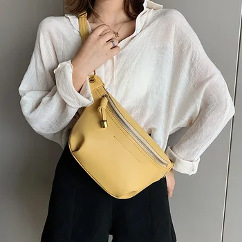 

Fashion Crossbody Bag for Women Solid Color Faux Leather Zipper Messenger Bag Female Chest Bag