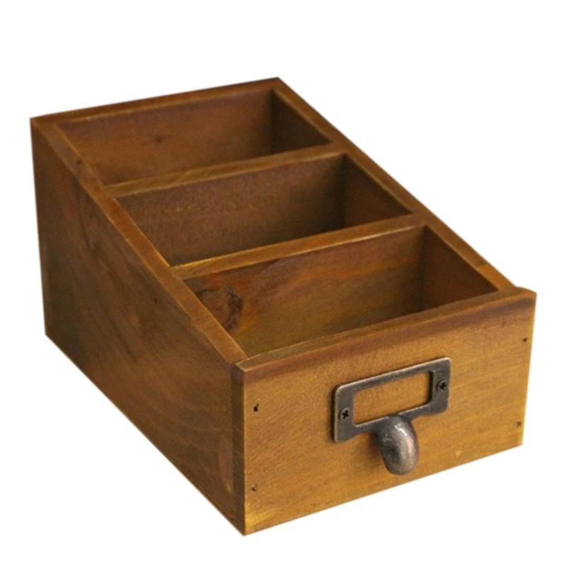 

Vintage Wood Box Makeup Organizer Drawers Storage for Cosmetics Home Decoration Organizer