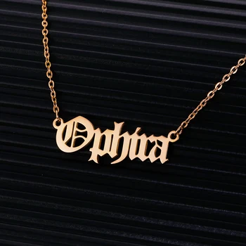 

Custom Name Necklace Stainless Steel Rose Gold Color Old English Letter Pendant Necklace for Women Gifts Islamic Jewelry