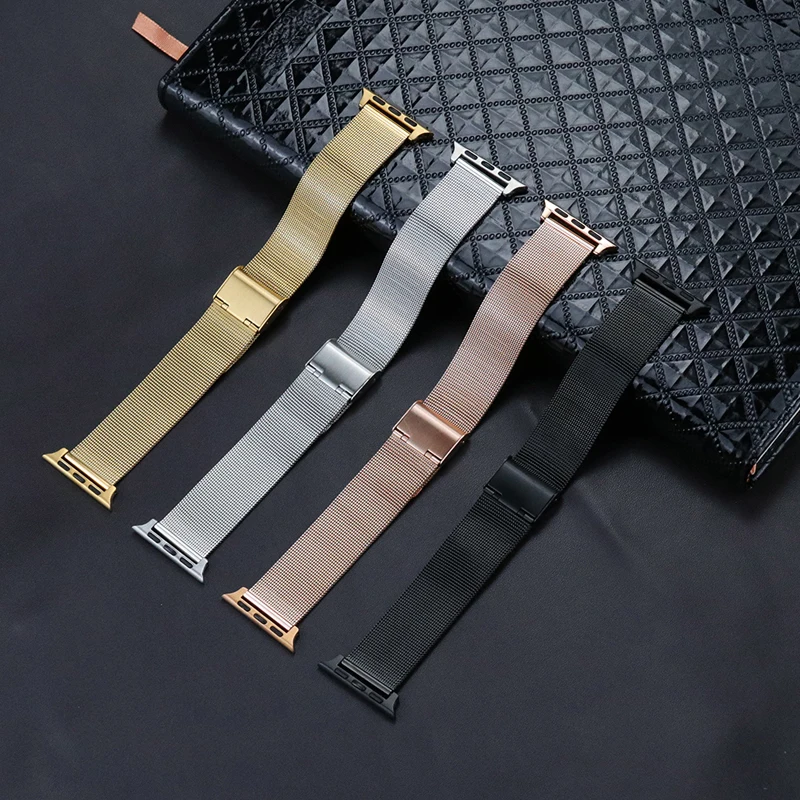 

Watch Band Strap 38mm 40mm 42mm 44mm High Quality Wrist Belt for Iwatch Apple Series 5/4/3/2/1 Stainless Steel Mesh Leather