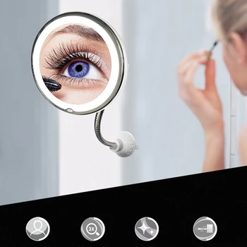 

Dropshipping Vanity Mirror With LED Light Makeup Mirror 10x Magnifying Cosmetic Mirror For Home Bathroom Decoration