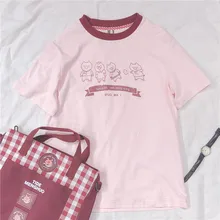 Mori Girl/летние футболки футболка с короткими рукавами и принтом свинки из мультфильма «бестий» студенческие Японские Женские повседневные Топы Kawaii
