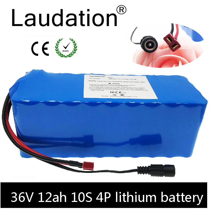 Laudation 36V 12ah Electric Bicycle Lithium Battery 42V 10S 4P High Quality 18650 Pack Motorcycle Bike Scooter With 15A BMS
