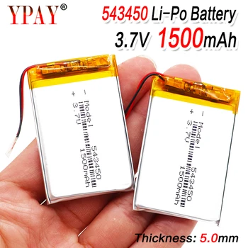 

1500mAh 543450 3.7V Polymer Lithium Rechargeable Battery Li-ion Battery 503450 523450 for Smart Phone DVD MP3 MP4 Led Lamp