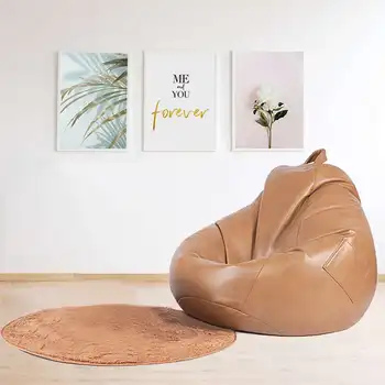 

PU BeanBag Sofas Cover Chairs without Filler Linen Leather Lounger Seat Bean Bag Puff asiento Couch Tatami Living Room Furniture