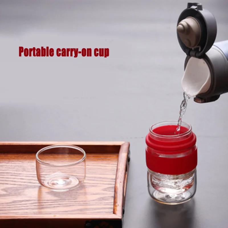 

Travel Tea Set Kung Fu Tea Pot with Portable Case Glass Teacups with Infuser for Travel Home DC156