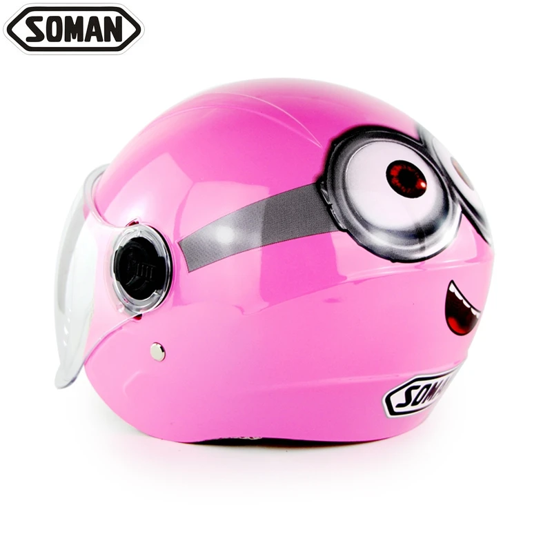 

New Kids Helmet Flip Up Visor Pink Cartoon Moto Enfant Capacete Cute Helmets Cartoon Print Vespa Casco De Moto Kask Motocyklowy