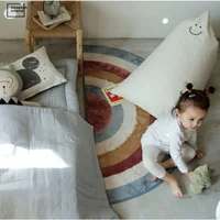 Kids Carpet For Living Room Modern Rainbow Fluffy Baby Carpet Semicircle Plush Rugs Entrance Door Furry Mat Bath Mat Children 2