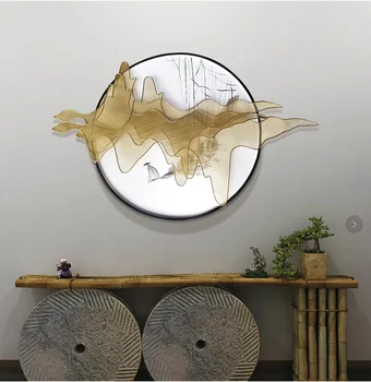 

CHINESE WROUGHT IRON LANDSCAPE WALL HANGING PENDANT PORCH BACKGROUND WALL MURAL DECOARTION HOME LIVINGROOM WALL STICKER CRAFTS