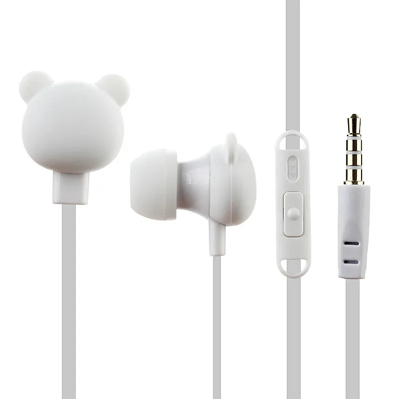 Colorful Cartoon Cute Earphone Studio with Mic Button Remote Bear Earphone for iPhone Samsung Huawei xiaomi Birthday Gift
