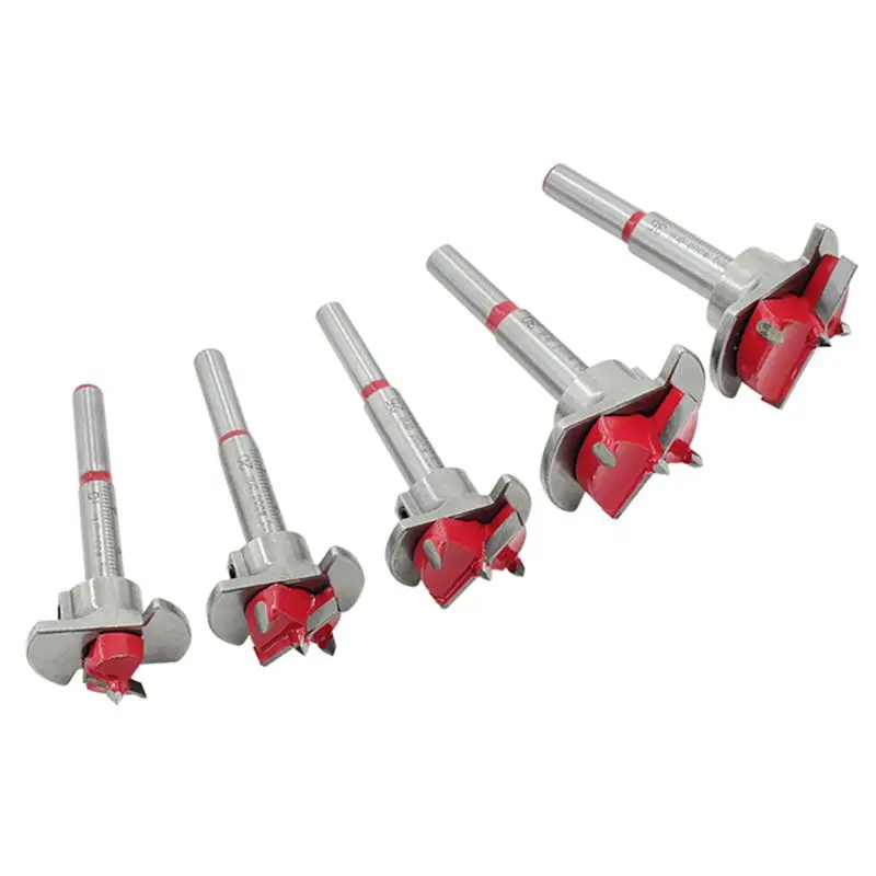5pcs 15-35mm Adjustable Carbide Drill Bits Hinge Hole Opener Hex Wrench Tipped