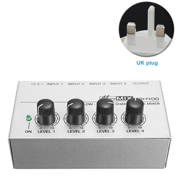 

MX400 Professional Sound Audio Mixer Ultra Compact Mono Mini With Power Adapter 4 Channel Portable Karaoke KTV Family Low Noise