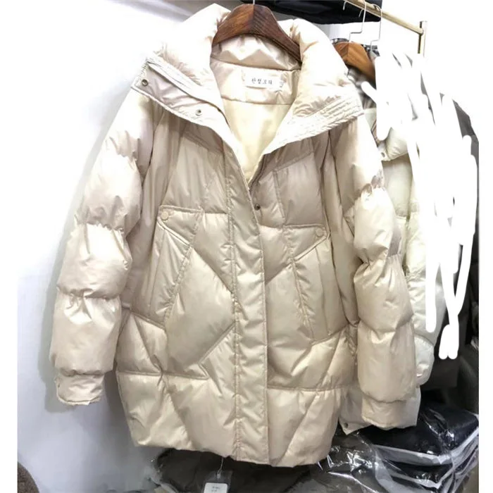 beige Модное пальто-кокон, зимняя женская Свободная теплая куртка, Повседневная хлопковая стеганая одежда с воротником-стойкой, Abrigos Mujer Chaqueta f2418 - Цвет: beige