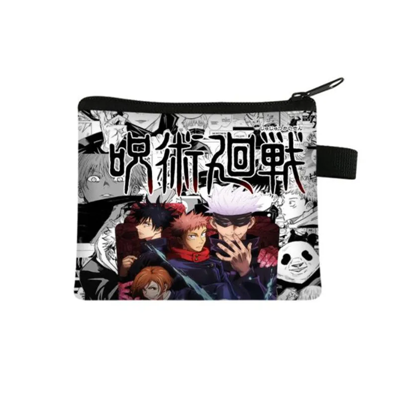 Cartera con accesorios de Anime para hombre y mujer, carteras japonesas de Jujutsu Kaisen, monedero de tela con cremallera, monederos divertidos animados, regalo de - AliExpress