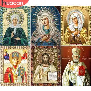 

HUACAN Diamond Painting Cross Stitch Icon Religion Full Square Diamond Mosaic Madonna DIY Pharaoh Of Rhinestone Decoration Home